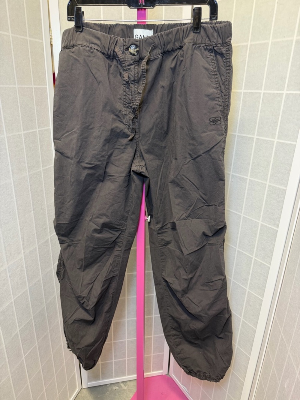GANNI Charcoal Drawstring Cargo Pants